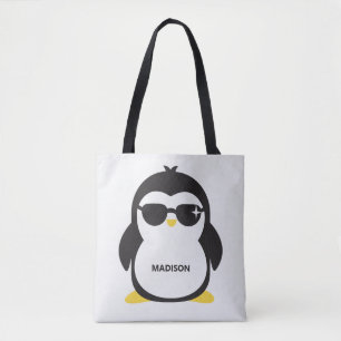 Bolso De Tela Pingüino fresco de nombre personalizado