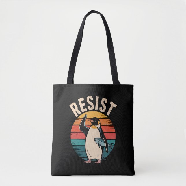 Bolso De Tela Pingüino gracioso se resiste a protestar contra ar (Anverso)