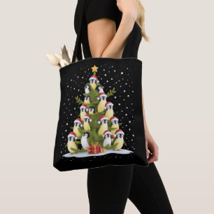 Bolso De Tela Pinguino Lindo Árbol de Navidad Divertido Día Fest