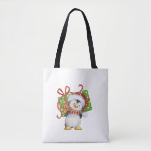 Bolso De Tela Pingüino Navidad festivo con regalo - Deco festivo