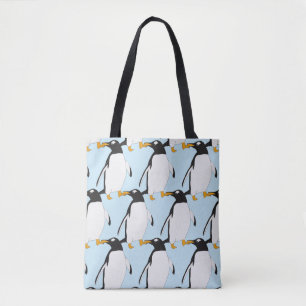 Bolso De Tela Pingüino negro y blanco de invierno