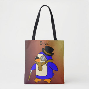 Bolso De Tela Pingüino personalizado lindo marrón