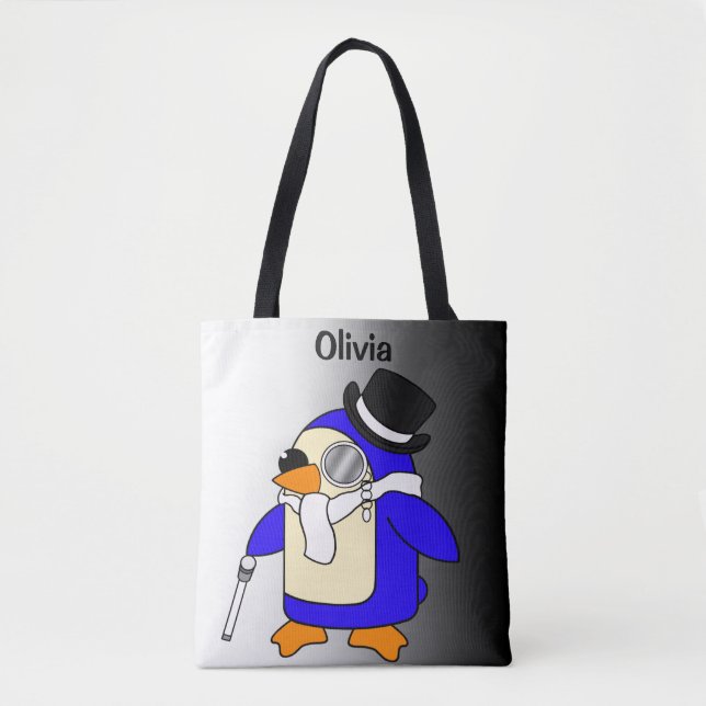 Bolso De Tela Pingüino personalizado y blanco (Anverso)