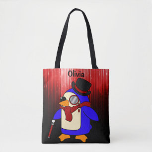 Bolso De Tela Pingüino personalizado y negro