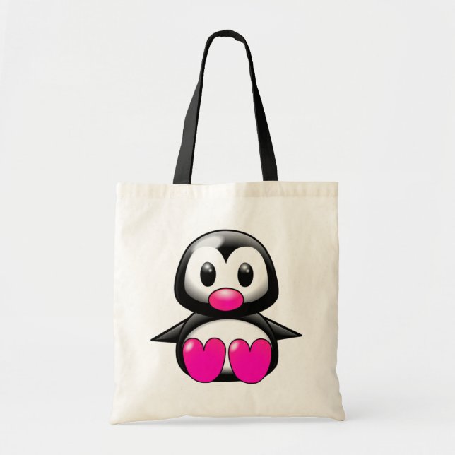 Bolso De Tela Pingüino rosado (Frente)