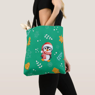 Bolso De Tela Pingüino Santa Feliz Feliz Feliz Navidad