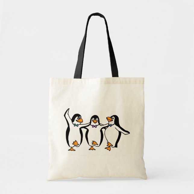 Bolso De Tela Pingüinos adorables de baile animado (Frente)