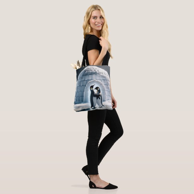 Bolso De Tela Pingüinos Baile Lento Por Iglú (Puesto)