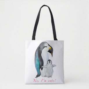 Bolso De Tela Pingüinos emperadores de acuarela cutánea