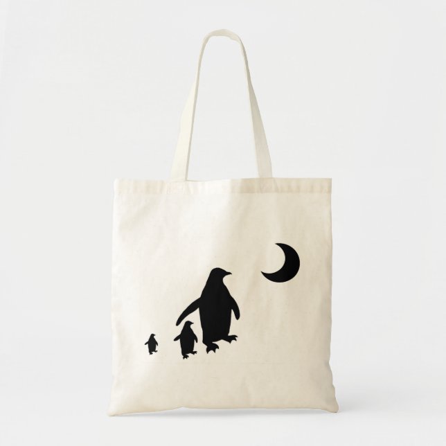 Bolso De Tela Pingüinos en el claro de luna antártico (Frente)