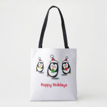 Pingüinos Felices Fiestas Navidades Tote Bag