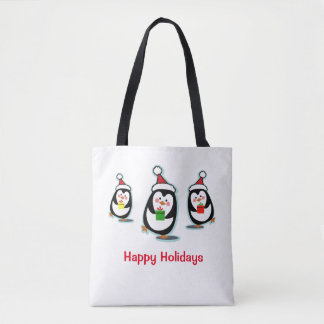 Bolso De Tela Pingüinos Felices Fiestas Navidades Tote Bag