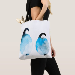 Bolso De Tela Pingüinos lindos acuarela