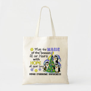 Bolso De Tela Pingüinos Síndrome de Down del navidad