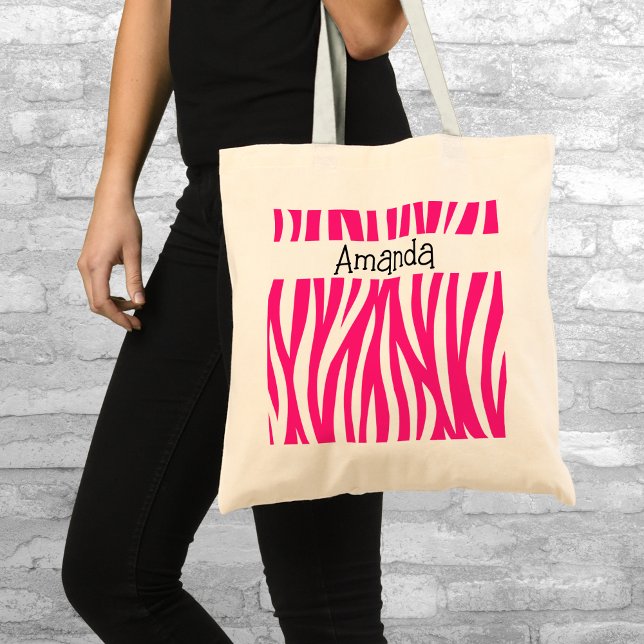 Bolso De Tela Pink Animal Striped Tote (Subido por el creador)