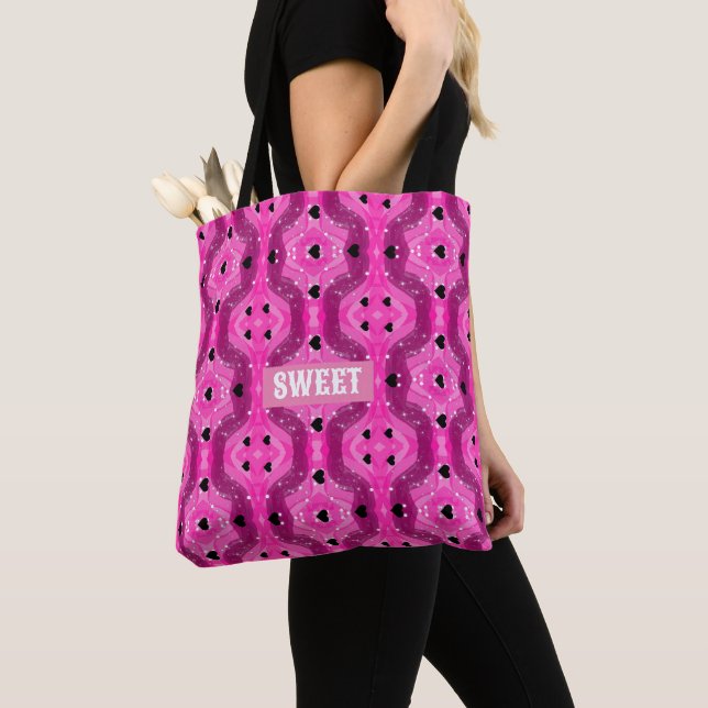 Bolso De Tela Pink art pop culture black heart (Detalle)