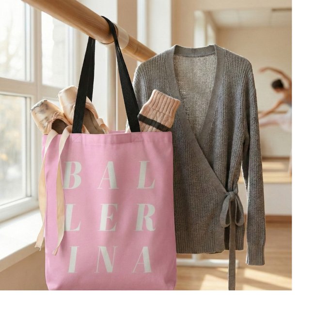 Bolso De Tela Pink Ballerina Ballet Dancers Typography Design (Subido por el creador)