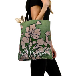 Bolso De Tela Pink Blossom Green Tote