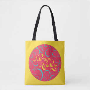 Bolso De Tela Pink Blue Yellow Swirys Leyendo Siempre Bookish
