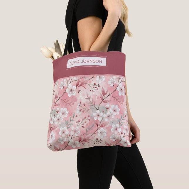 Bolso De Tela Pink cherry blossom monogram (Detalle)