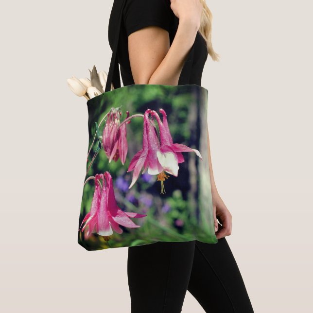 Bolso De Tela Pink Columbine Flowers Close Up  (Detalle)