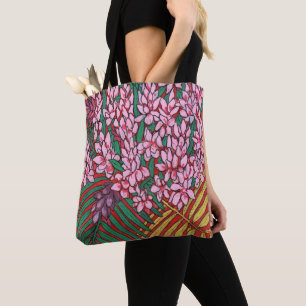 Bolso De Tela Pink Cone Ginger Alpinia Flores tropicales Floral