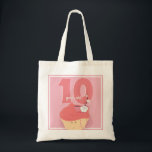 Bolso De Tela Pink Cupcake Birthday | Basic Tote<br><div class="desc">A basic tote bag with a pink cupcake theme. The design shows a smiling cupcake cartoon character and a customizable birthday age.</div>