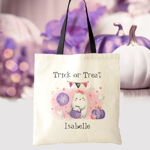 Bolso De Tela Pink Cute Ghost Trick o Trato el nombre de Hallowe