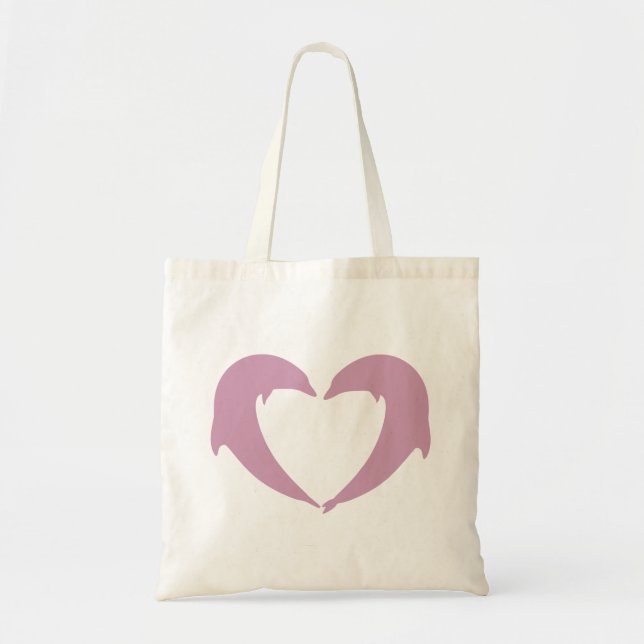 Bolso De Tela Pink Dolphin Heart Silhouette (Frente)
