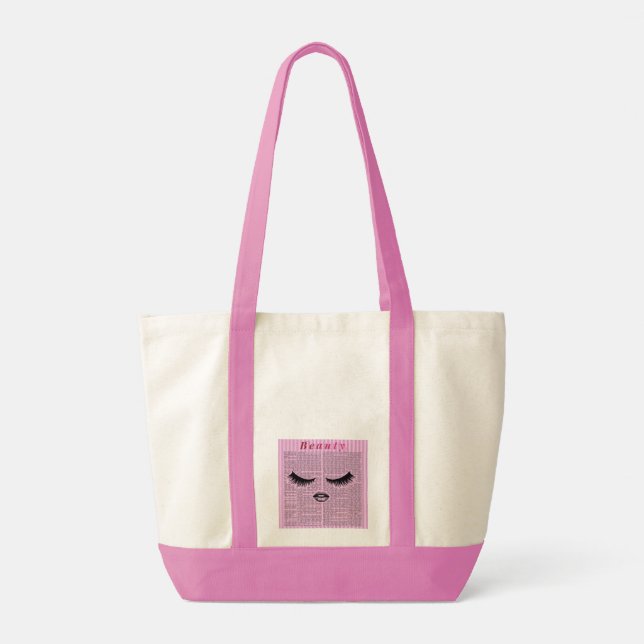 Bolso De Tela Pink Feminine Art Tote Bag – Lash & Lips Collage  (Reverso)