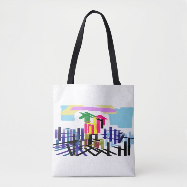 Bolso De Tela Pink flamingo beach (Anverso)