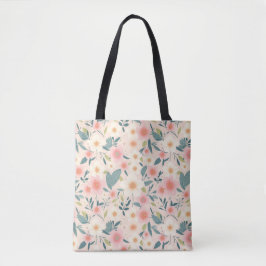 Bolso De Tela Pink Floral Tote Bag- Over The Shoulder