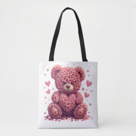 Bolso De Tela Pink Floral Valentine Teddy Bear