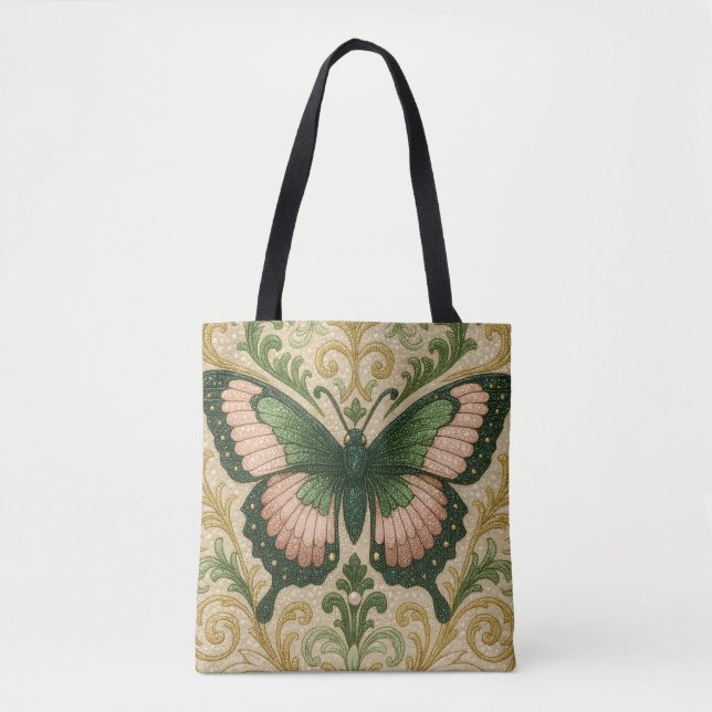 Bolso De Tela Pink & Green Butterfly Tote (Anverso)