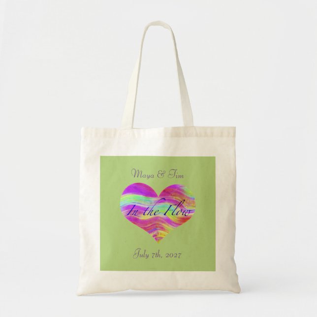 Bolso De Tela Pink Green Heart  (Frente)