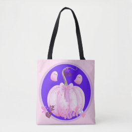 Bolso De Tela Pink Halloween Coquette Pumpkin with Ghosts