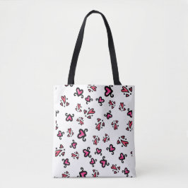 Bolso De Tela Pink Hearts Pattern – Cute Doodle Design