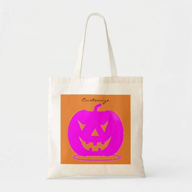 Bolso De Tela Pink Jack o'lantern Halloween Thunder_Cove (Frente)