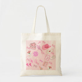 Bolso De Tela Pink Kawaii girly Tote Bag.