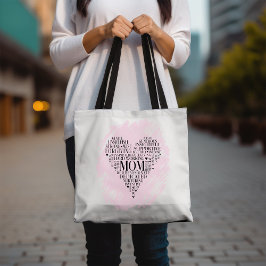 Bolso De Tela Pink Mom Heart Typography Word Cloud