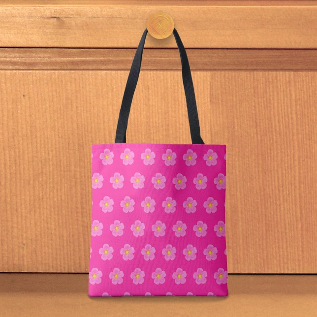 Bolso De Tela Pink Moss Rose Seamless Pattern Tote Bag (Tote bag with seamless pattern of a pink moss rose)