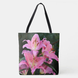 Bolso De Tela Pink Oriental Lilies Floral