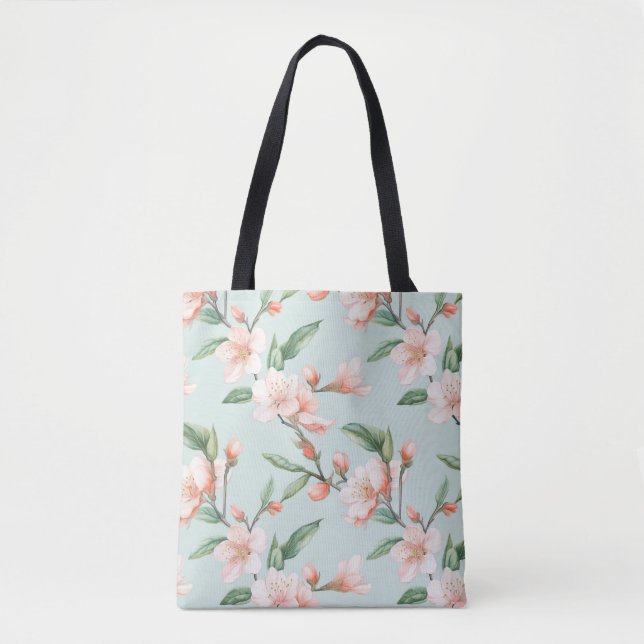 Bolso De Tela Pink Peach Tree Blossom All-Over Print (Anverso)