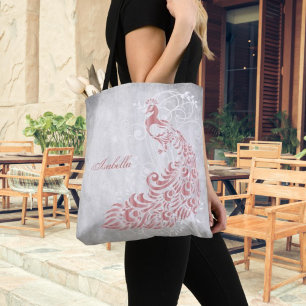Bolso De Tela Pink Peacock Personalizado