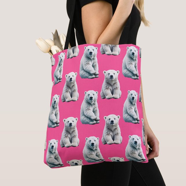 Bolso De Tela Pink Polar Bear Pattern Design  (Subido por el creador)
