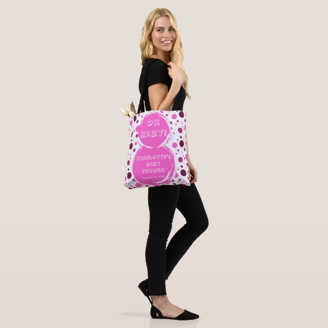 Bolso De Tela Pink polka dot baby shower (Puesto)