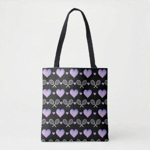 Bolso De Tela Pink Purple Hearts Pattern Tennis Racks Love