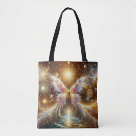 Bolso De Tela Pink Vibrant Celestial Butterfly