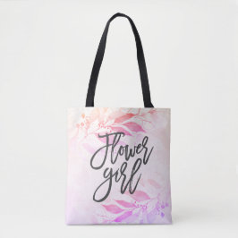 Bolso De Tela Pink Watercolor Leaf Boda Botánico Flower Girl