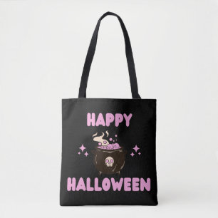 Bolso De Tela Pink Witch Cauldron Happy Hallowen
